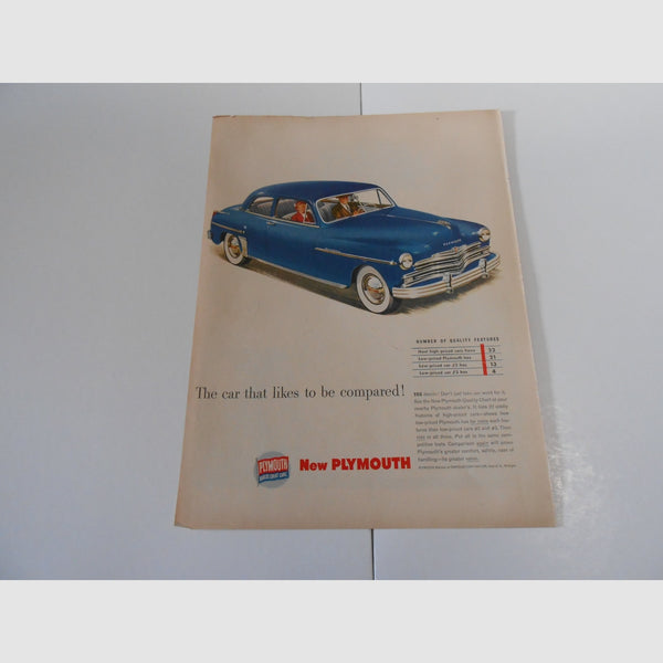 Plymouth Special Deluxe Original Magazine Car Ad (1949)