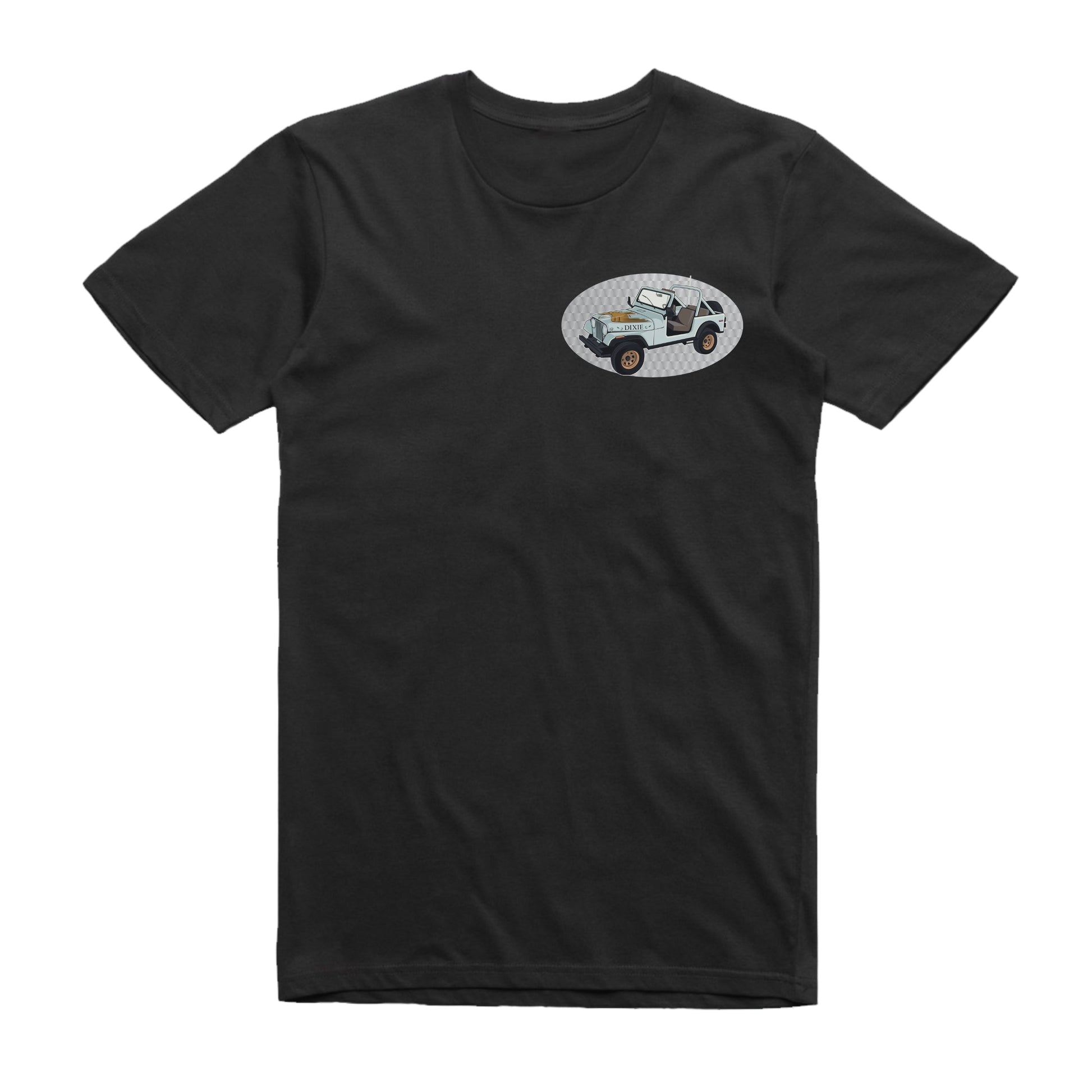 Dukes of Hazzard Daisy Duke Jeep Famous Car Chest Logo T-shirt Black / S Famous Car T-Shirt