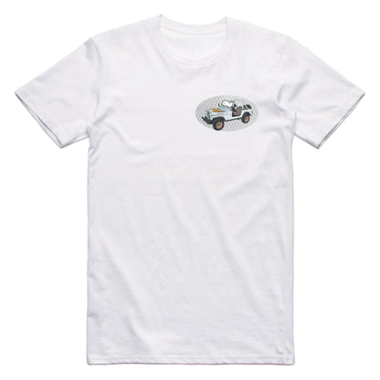 Dukes of Hazzard Daisy Duke Jeep Famous Car Chest Logo T-shirt White / S Famous Car T-Shirt