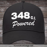 General Motors 348 C.i. Powered Engine Size Car Hat Black