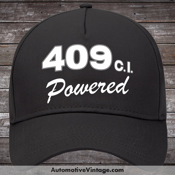 General Motors 409 C.i. Powered Engine Size Car Hat Black