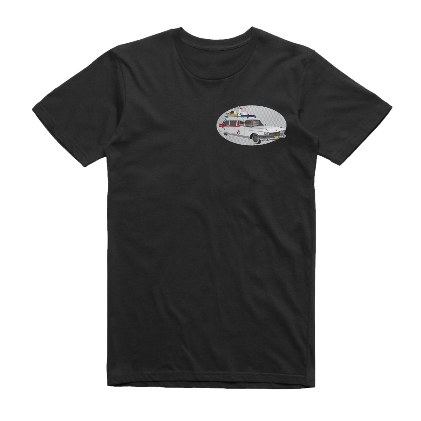 Ghostbusters Cadillac ECTO-1 Famous Car Chest Logo T-shirt Black / S Famous Car T-Shirt
