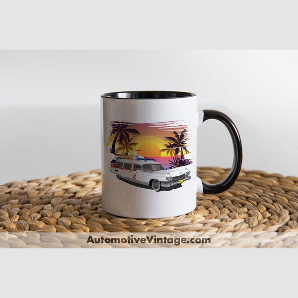 Ghostbusters Ecto-1 Cadillac Famous Car Coffee Mug Black & White Two Tone