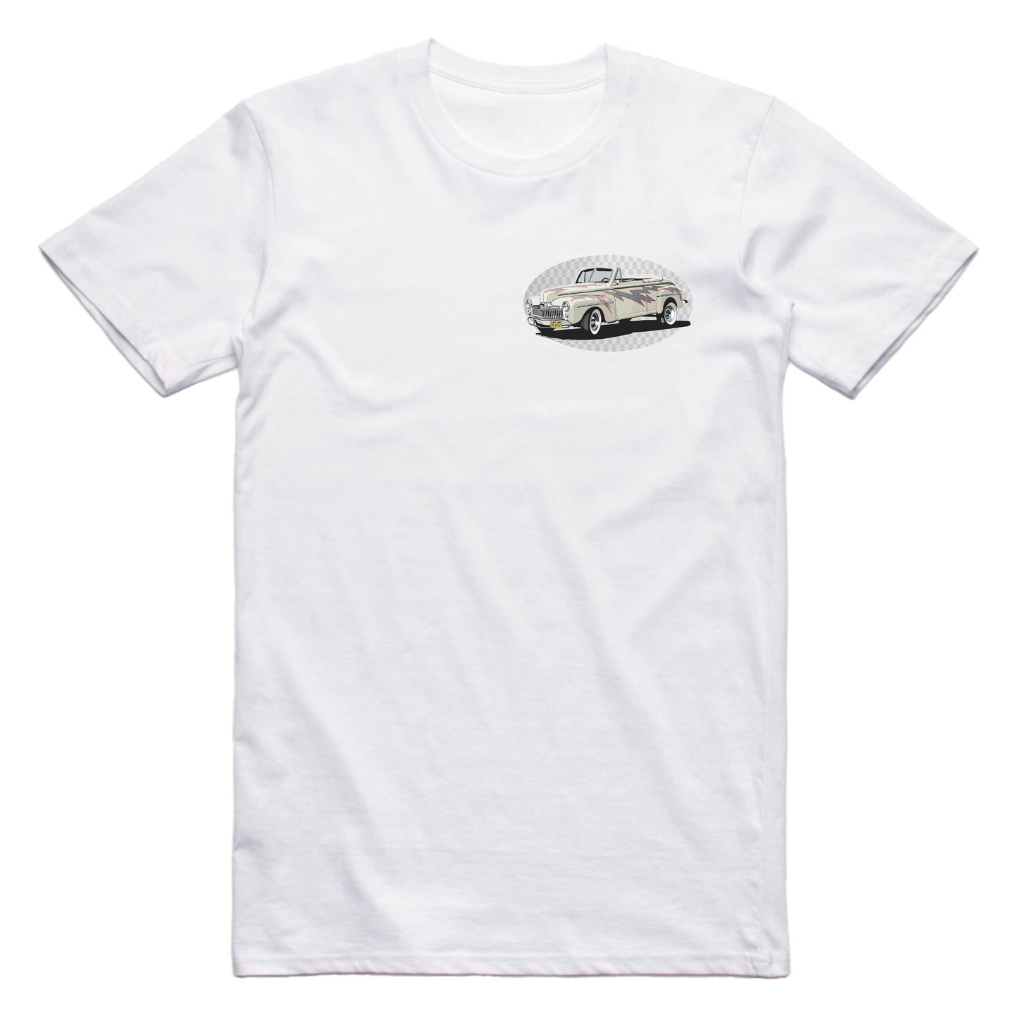 Grease Lightning Ford Deluxe Famous Car Chest Logo T-shirt White / S Famous Car T-Shirt