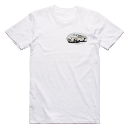 Grease Lightning Ford Deluxe Famous Car Chest Logo T-shirt White / S Famous Car T-Shirt