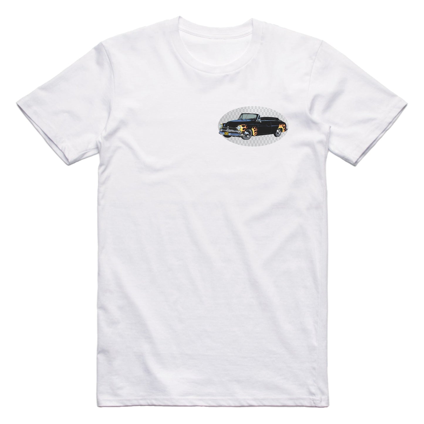 Grease Scorpions Mercury Famous Car Chest Logo T-shirt White / S Famous Car T-Shirt