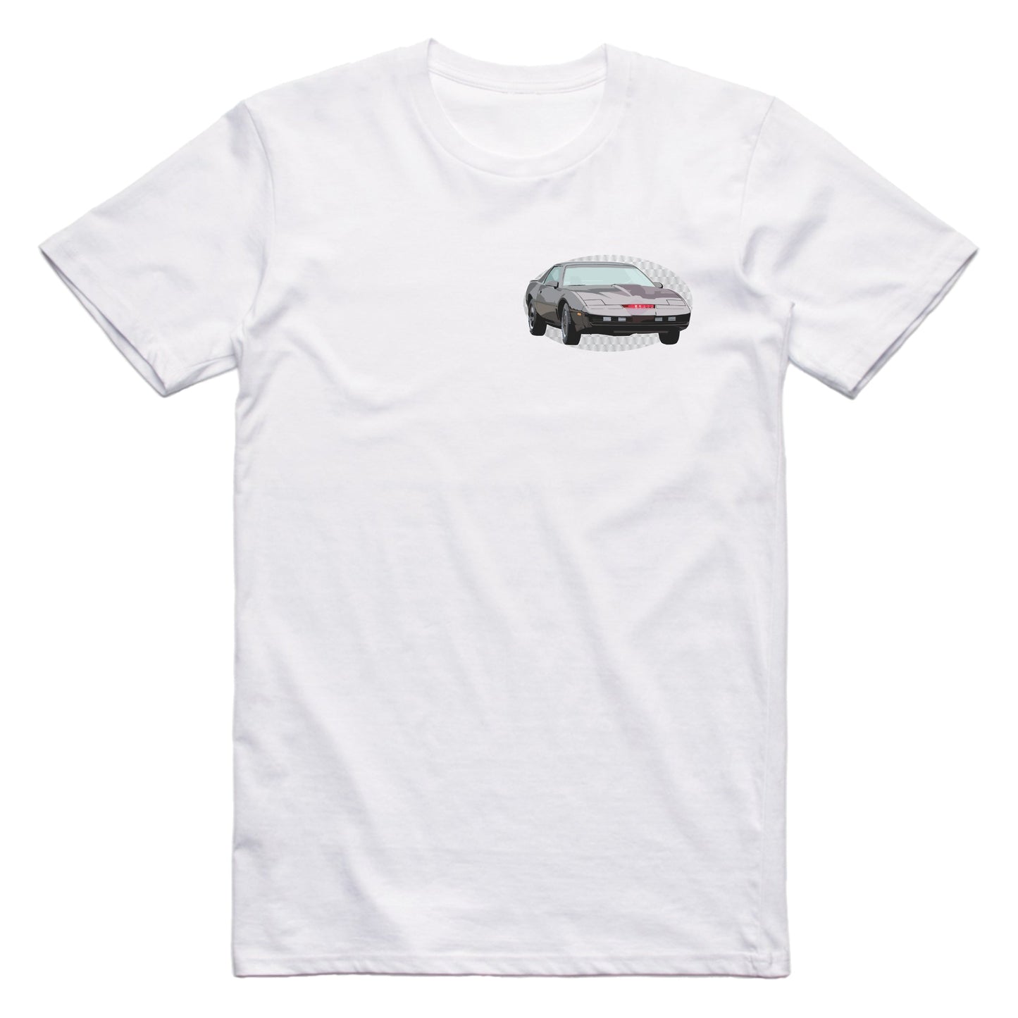 Knight Rider KITT Pontiac Trans Am Famous Car Chest Logo T-shirt White / S Famous Car T-Shirt