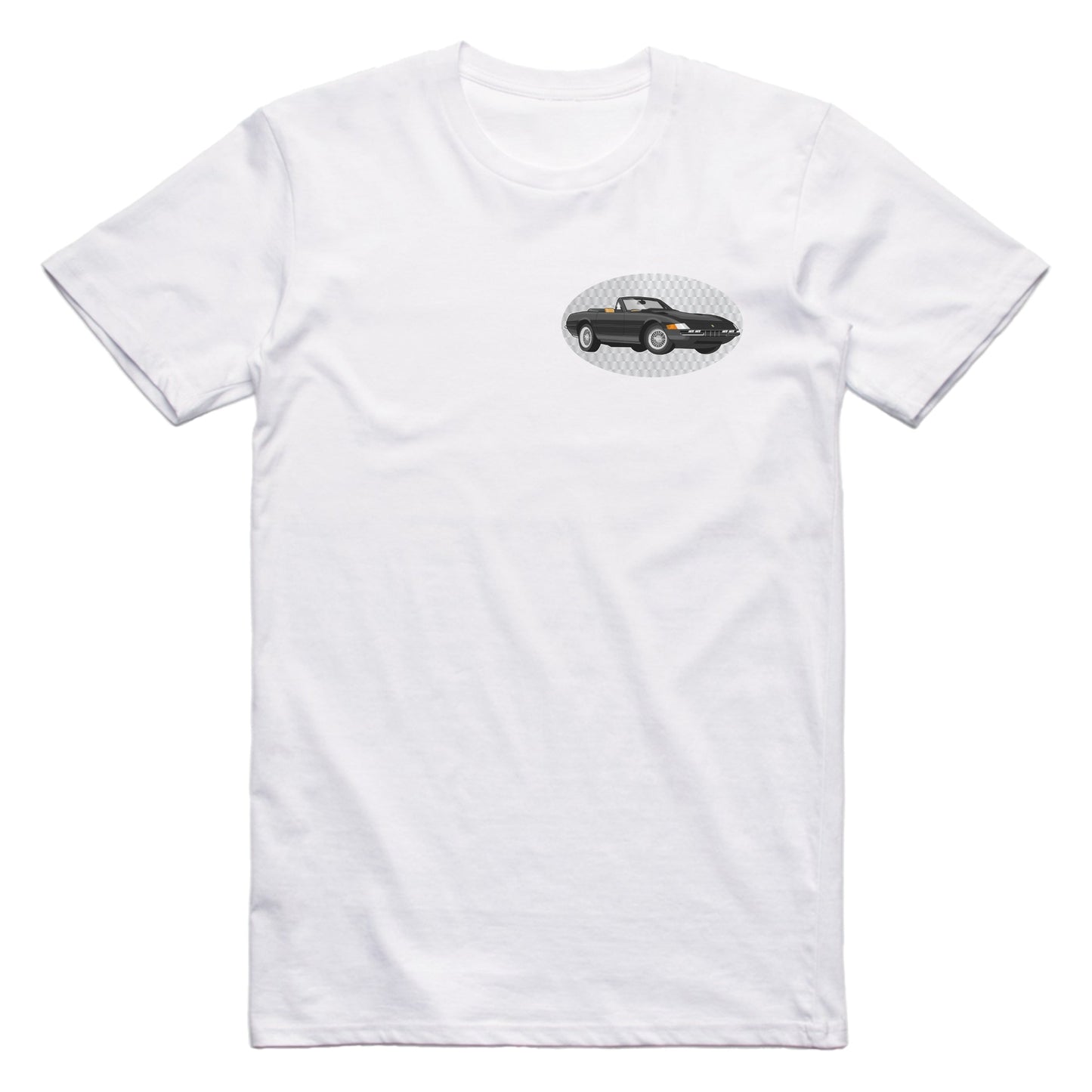 Miami Vice Ferrari Daytona Famous Car Chest Logo T-shirt White / S Famous Car T-Shirt