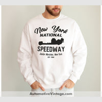 National Speedway Center Moriches New York Drag Racing Sweatshirt White / S
