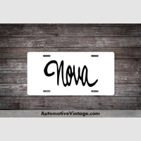 Chevrolet Nova Early 60S License Plate White With Black Text Car Model