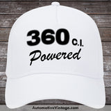 Plymouth 360 C.i. Powered Engine Size Car Hat White