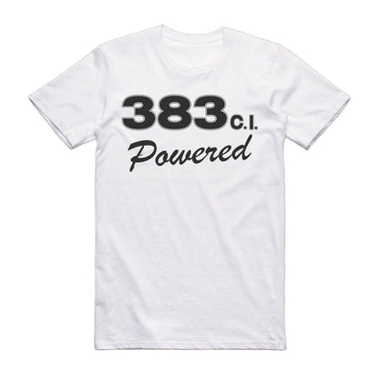 Plymouth 383 C.i. Powered Engine Size Car T-Shirt White / S T-Shirt