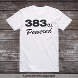Plymouth 383 C.i. Powered Engine Size Car T-Shirt White / S T-Shirt