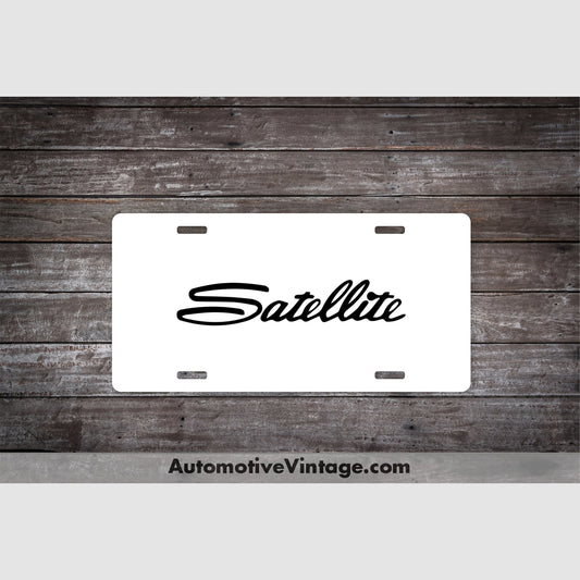 Plymouth Satellite License Plate White With Black Text Car Model