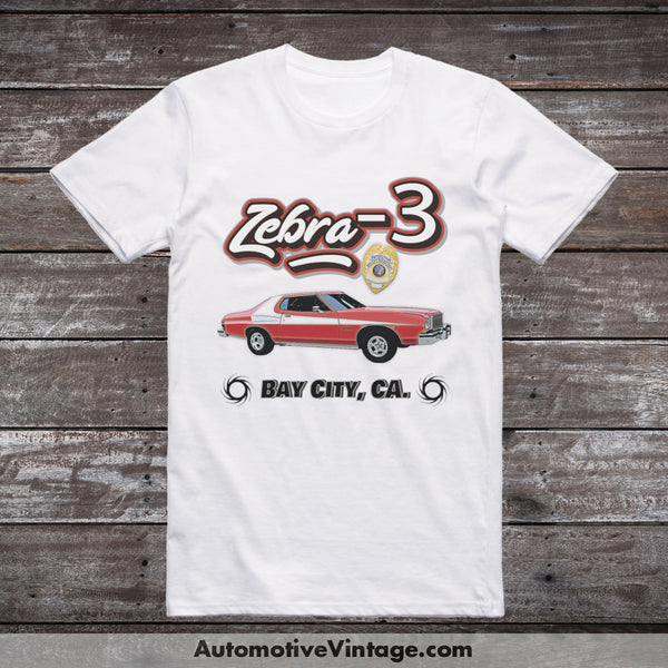 Starsky And Hutch Zebra 3 Ford Gran Torino Television T-Shirt White / S T-Shirt