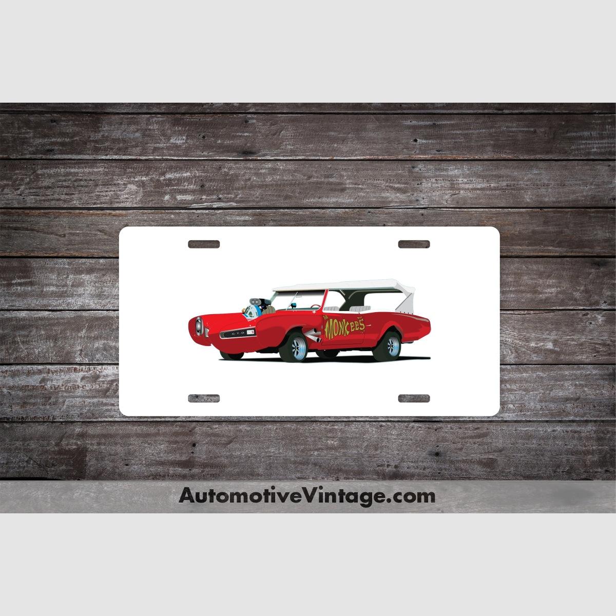 The Monkees Monkeemobile Famous Car License Plate White