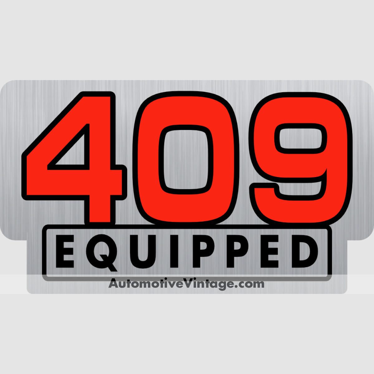 Chevrolet 409 Equipped Engine Size Silver Foil Sticker Stickers
