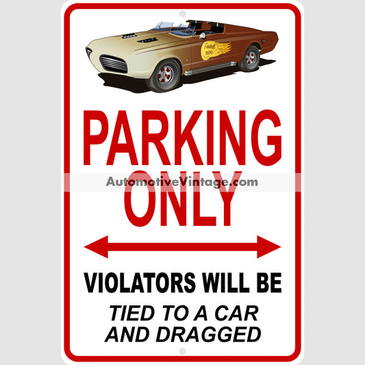 Fireball 500 Plymouth Barracuda Famous Car Metal Parking Sign
