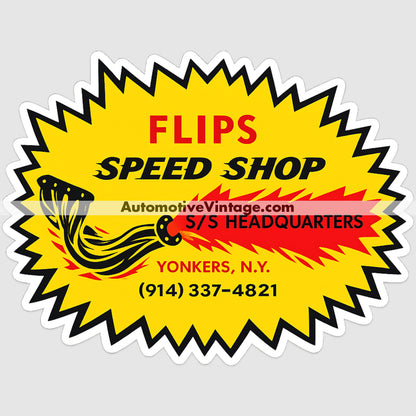 Flips Speed Shop Yonkers Auto Parts Car Sticker Sticker Auto Parts Stickers