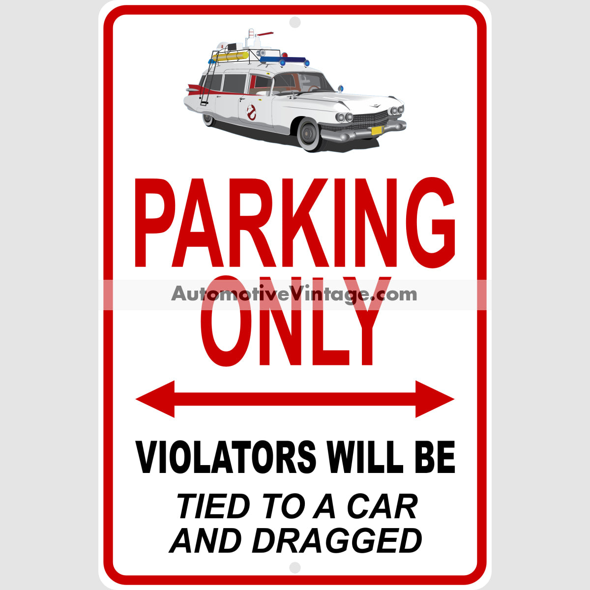 Ghostbusters Ecto-1 Cadillac Famous Car Metal Parking Sign