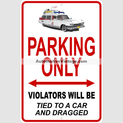 Ghostbusters Ecto-1 Cadillac Famous Car Metal Parking Sign