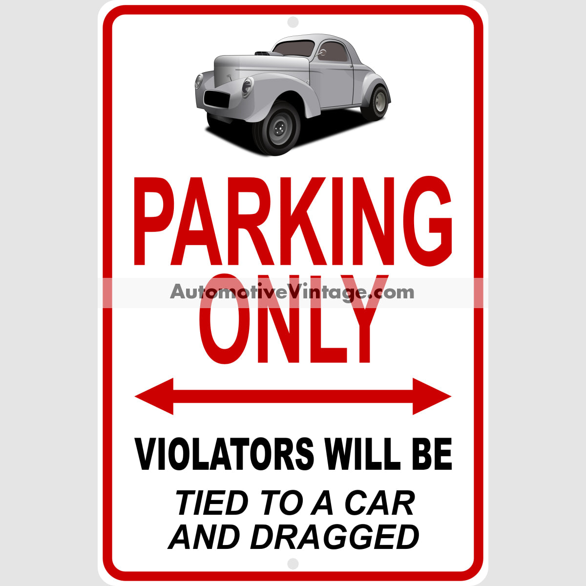 Hot Rod Willys Famous Car Metal Parking Sign