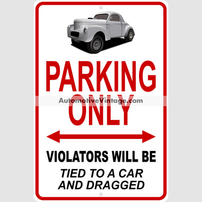 Hot Rod Willys Famous Car Metal Parking Sign