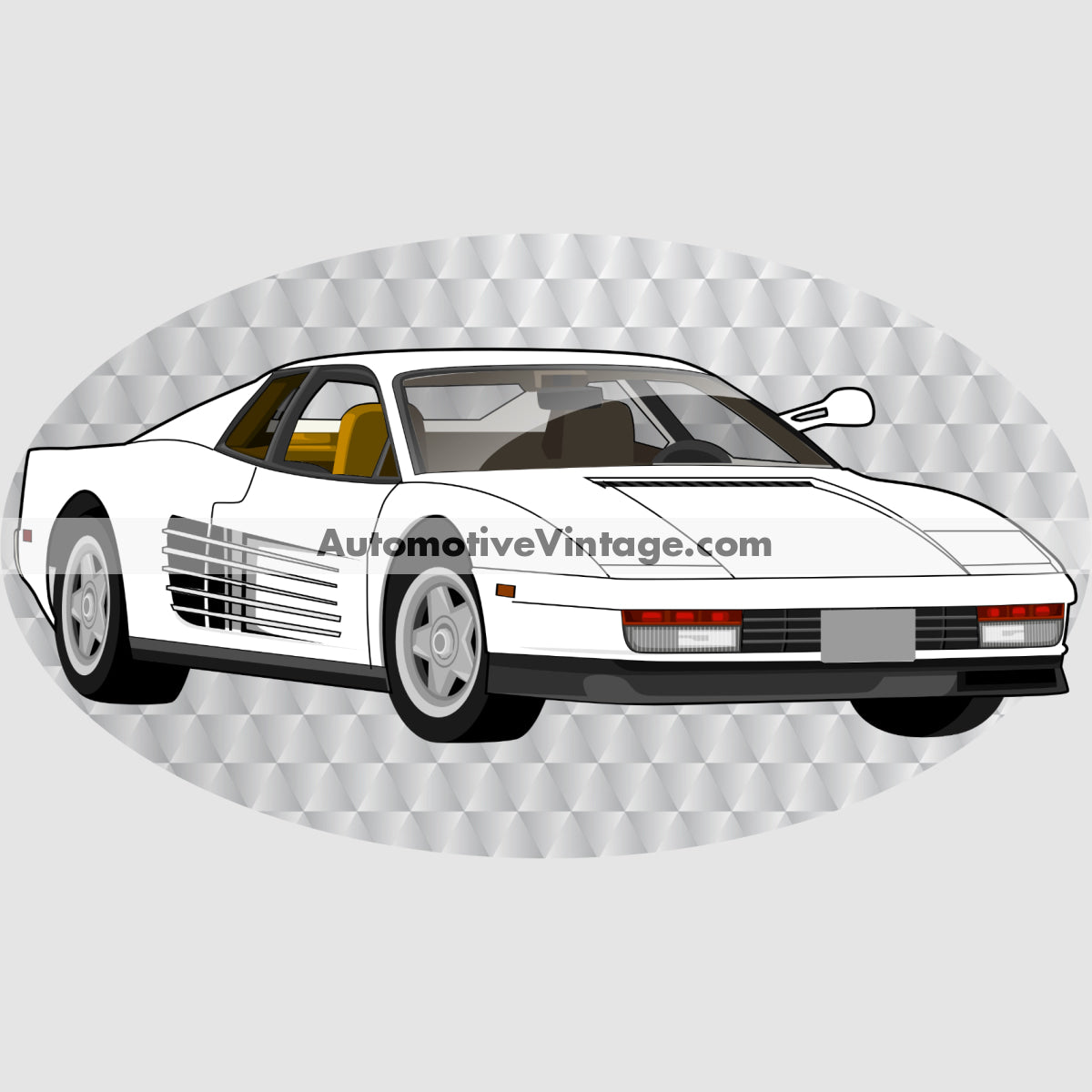 Miami Vice Ferrari Testarossa Famous Car Chest Logo T-shirt Famous Car T-Shirt
