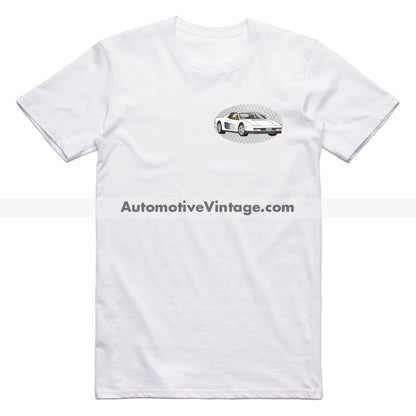 Miami Vice Ferrari Testarossa Famous Car Chest Logo T-shirt White / S Famous Car T-Shirt