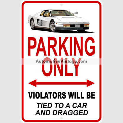 Miami Vice Ferrari Testarossa Famous Car Metal Parking Sign