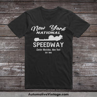 New York National Speedway Center Moriches Drag Racing T-Shirt Black / S