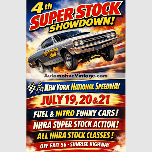 New York National Speedway Vintage Style Drag Racing Advertisement 8.5’’ x 11’’ Drag Racing Advertisement Poster