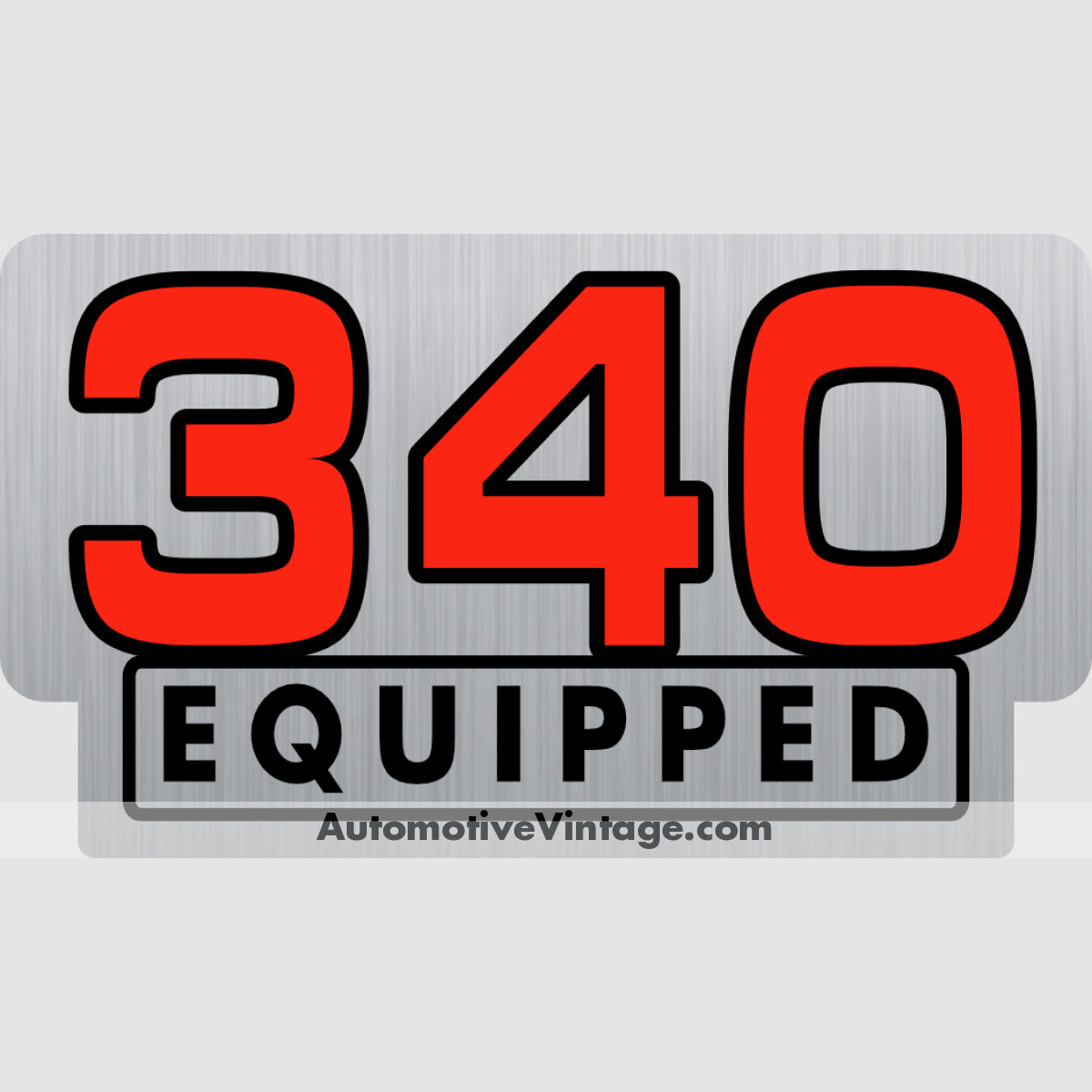 Plymouth 340 Equipped Engine Size Silver Foil Sticker Stickers