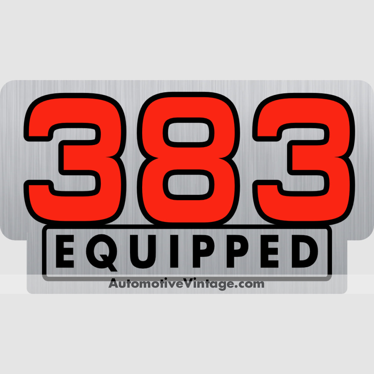 Plymouth 383 Equipped Engine Size Silver Foil Sticker Stickers