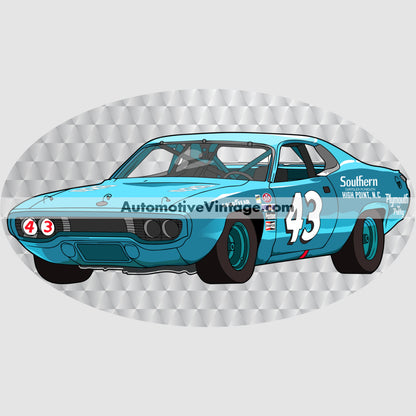 Richard Petty #43 Plymouth Roadrunner Famous Car Chest Logo T-shirt Famous Car T-Shirt
