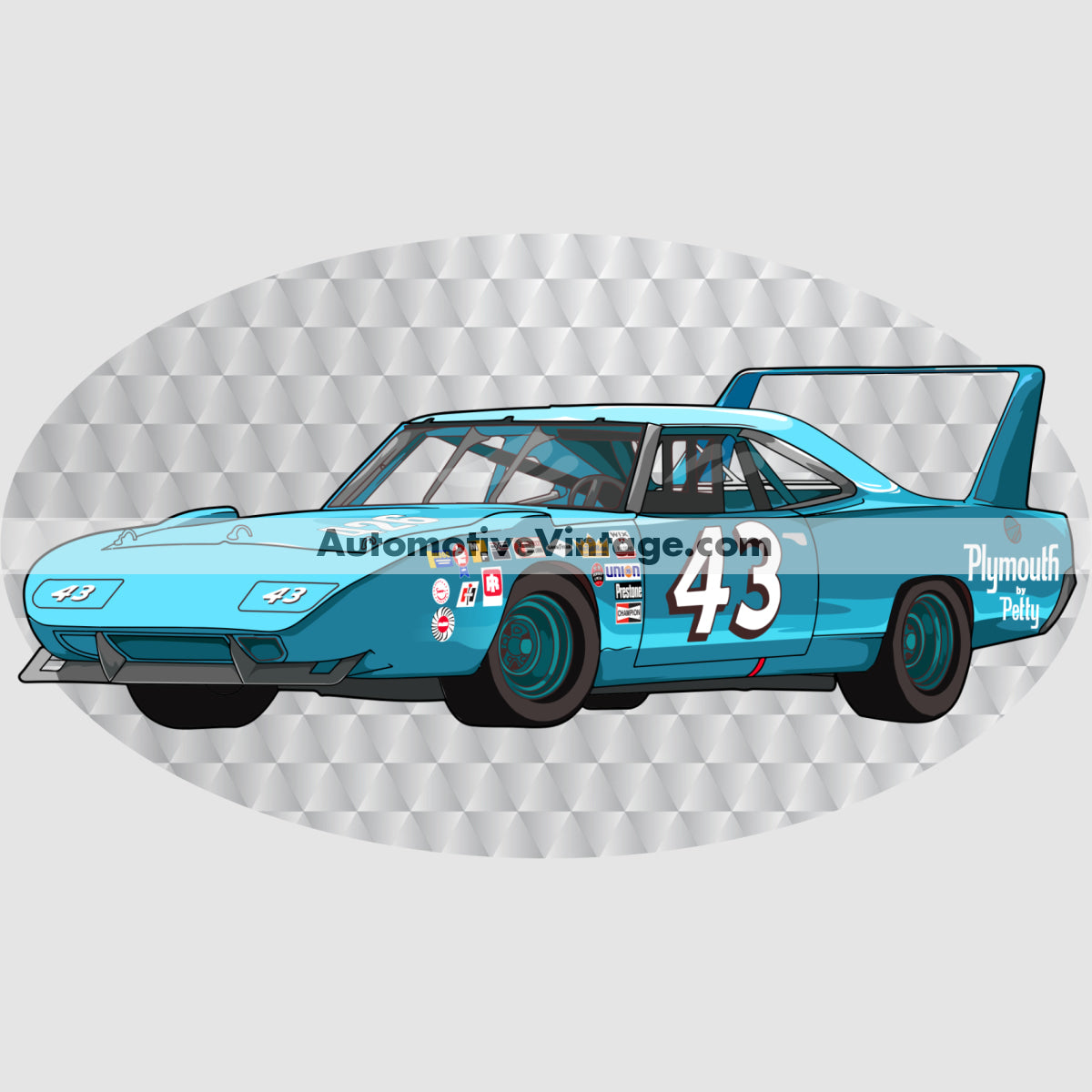 Richard Petty #43 Plymouth Superbird Famous Car Chest Logo T-shirt Famous Car T-Shirt