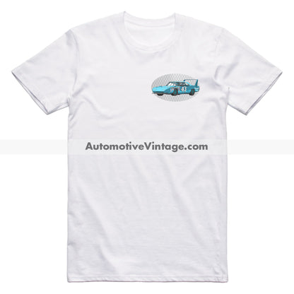 Richard Petty #43 Plymouth Superbird Famous Car Chest Logo T-shirt White / S Famous Car T-Shirt