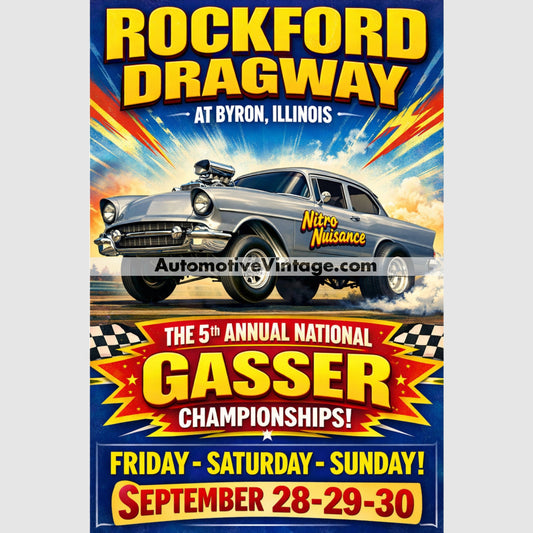 Rockford Dragway Illinois Vintage Style Drag Racing Advertisement 8.5’’ x 11’’ Drag Racing Advertisement Poster