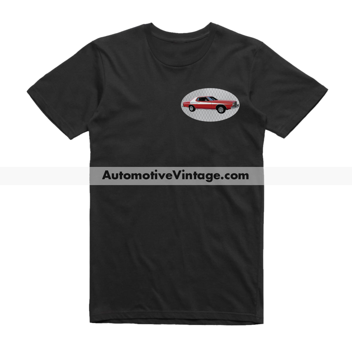 Starsky and Hutch Ford Gran Torino Famous Car Chest Logo T-shirt Black / S Famous Car T-Shirt