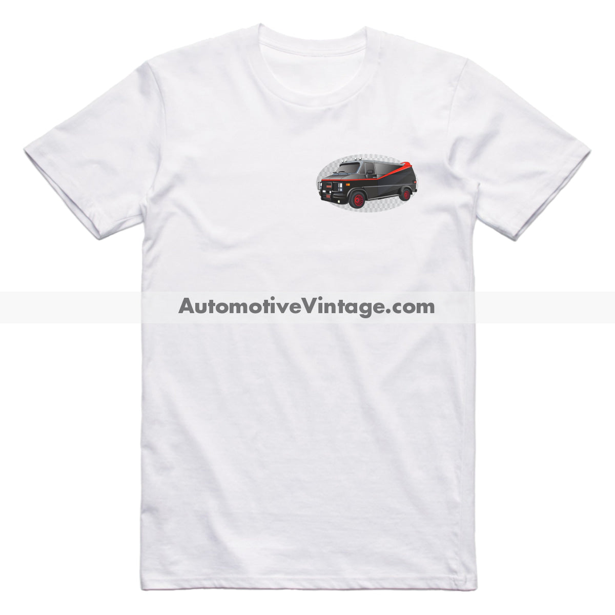 The ’A’ Team GMC Van Famous Car Chest Logo T-shirt White / S Famous Car T-Shirt