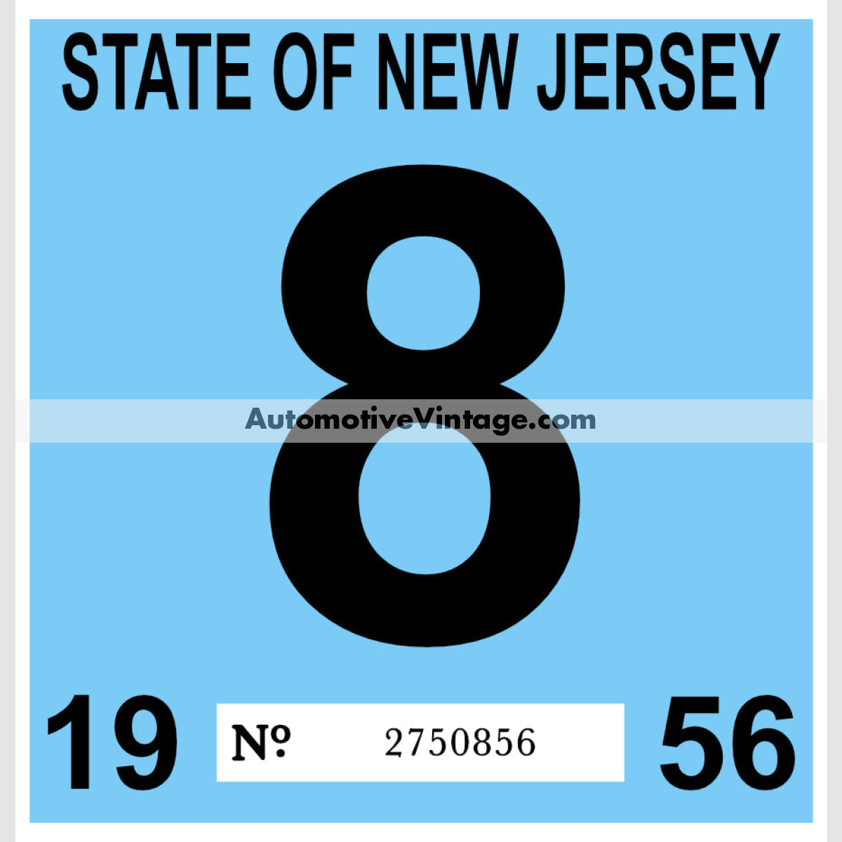 Vintage 1956 New Jersey Windshield Inspection Sticker 8 - August