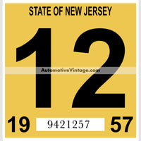 Vintage 1957 New Jersey Windshield Inspection Sticker 12 - December