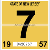 Vintage 1957 New Jersey Windshield Inspection Sticker 7 - July