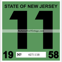 Vintage 1958 New Jersey Windshield Inspection Sticker 11 - November