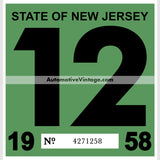 Vintage 1958 New Jersey Windshield Inspection Sticker 12 - December