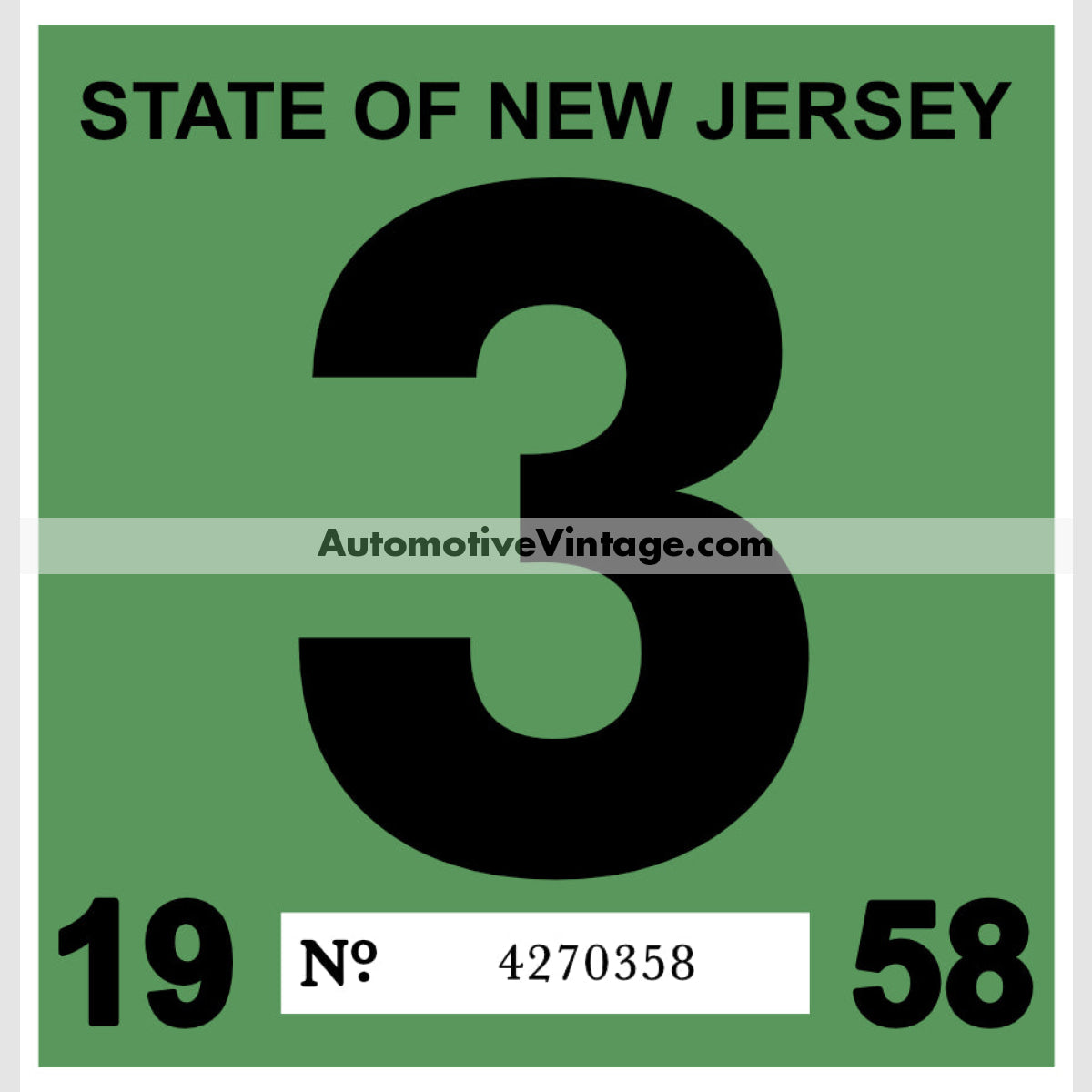 Vintage 1958 New Jersey Windshield Inspection Sticker 3 - March