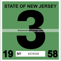 Vintage 1958 New Jersey Windshield Inspection Sticker 3 - March