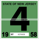 Vintage 1958 New Jersey Windshield Inspection Sticker 4 - April