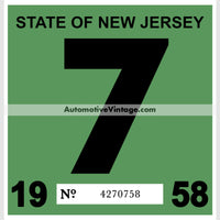 Vintage 1958 New Jersey Windshield Inspection Sticker 7 - July