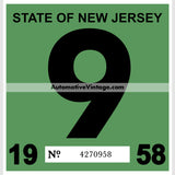 Vintage 1958 New Jersey Windshield Inspection Sticker 9 -September